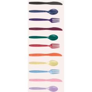 Peach Plastic Light Orange Disposable Forks Spoons Knives 8 Each   24 