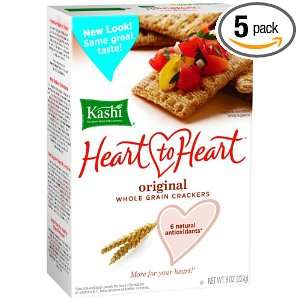 Kashi Heart To Heart Whole Grain Crackers Original, 8 Ounce (Pack of 5 