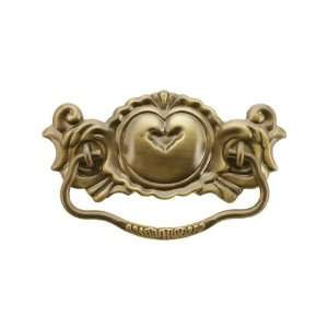 On Center Stamped Brass Heart Motif Bail Pull in Antique By Hand 