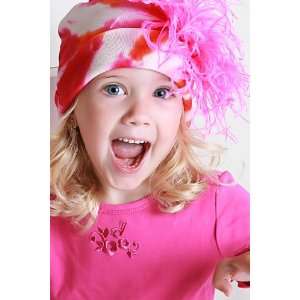  Orange Tie Dye Hat with Candy Pink Curly Marabou Baby