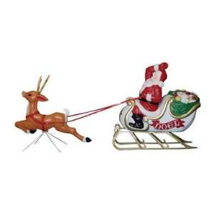  Santa with Sleigh and Reindeer Statue