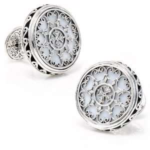  Sterling Round Scroll with MOP Cufflinks Jewelry