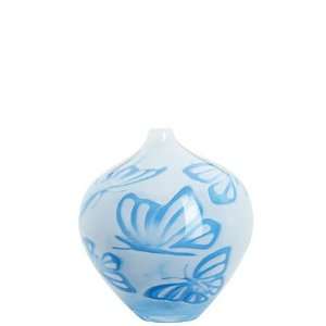 Kosta Boda Papi White and Blue Glass Vase