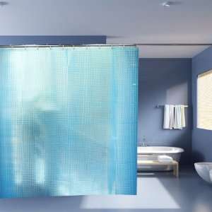   Pattern PEVA Transparent Bathroom Shower Curtain Blue