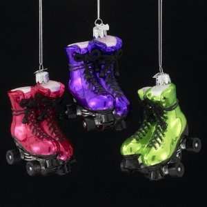   Blown Glass Colorful Roller Skates Christmas Ornaments