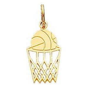  10K Gold Basketball in Hoop Charm Jewelry