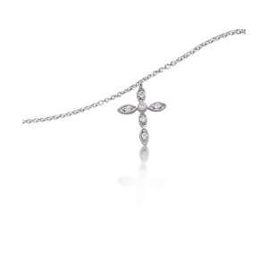 Meira T 14K White Gold & Diamond Antique Style Cross Necklace