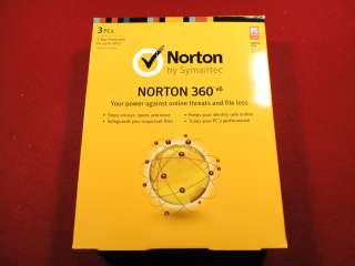 Norton 360 6.0 Internet Security Antivirus 3 PCs v6 NEW RETAIL BOX 