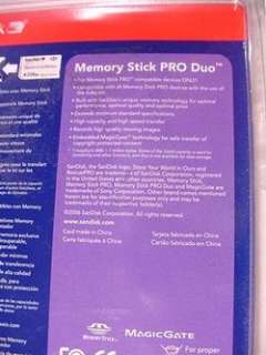 NEW SAN DISK MEMORY STICK PRO DUO 256 MB SEALED IN ORIGINAL PACKAGE 