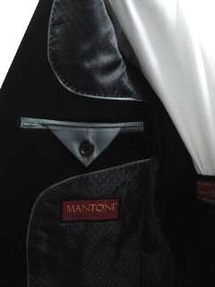 MANTONI 2B SLIM FIT MENS SUIT SOLID BLACK 36R 36 R FREE FAST SHIP 