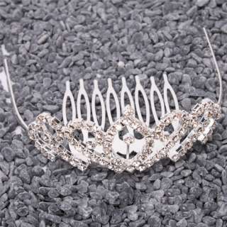   Leaves Rhinestone Crown Comb Hair Clip Tiara Wedding Hair Comb  