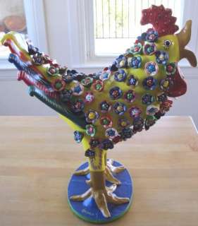 Large Ortega Mexican Folk Art Yellow Rooster Chicken  