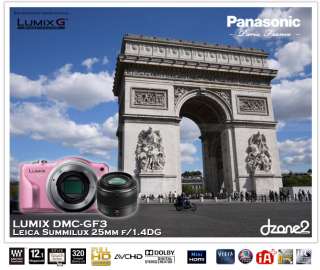 Panasonic Lumix G DMC GF3 Pink Body +Leica DG Summilux 25mm f/1.4 ASPH 