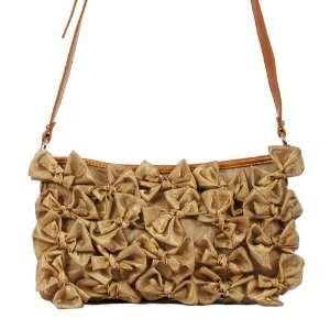Tan Vieta LYDIA Shoulder Bag ~ Faux Leather with Tulle Netting Mini 