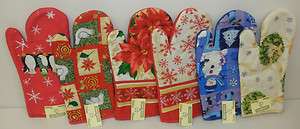   OF 2 NEW CHRISTMAS QUILTED KITCHEN OVEN MITTS     