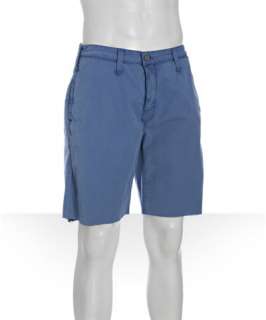 Tailor Vintage french blue plaid cotton raw edge reversible shorts