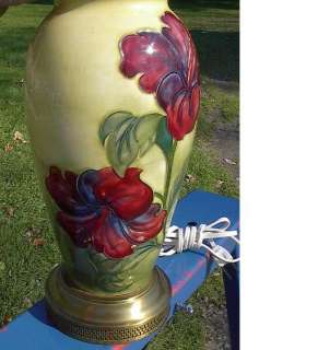 Vintage Moorcroft 12 High HIBISCUS Lamp BEAUTIFUL  