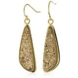Marcia Moran Gold Druzy Stone Small Odd Drop 18k Gold Plated Earrings