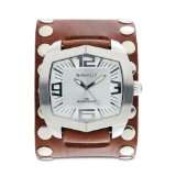Nemesis BSM035S Oversized Collection Wide Silver Dial Hexagon Leather 