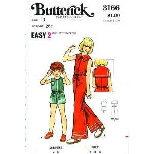  Butterick 3166 Sewing Pattern Girls Sailor Jumpsuit Flared 