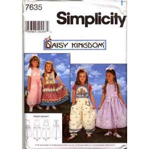  Sewing Pattern 7635 Daisy Kingdom Girls Dress or Jumper & Jumpsuit 