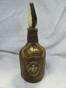 Vintage Leather Deer Hide Ron Decanter Liquor Bottle  