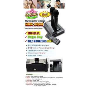  Karaoke System with 2 Wireless Mics & 2140 Songs Inside the System 