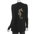 c3 collection black cashmere studded seahorse cardigan