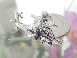 sterling silver *MILITARY APACHE HELICOPTER charm 343  