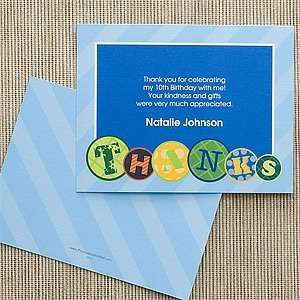  Kids Personalized Birthday Party Thank You Note Cards 