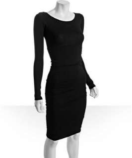 Intellexual Property black jersey long sleeve ruched dress   
