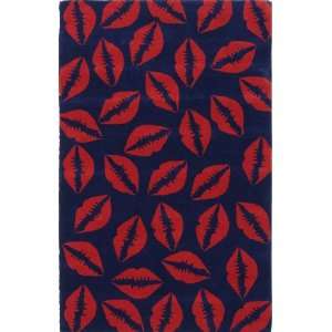  Hand Tufted Wool Carpet Area Rug 8x10 Navy Lips Kisses 