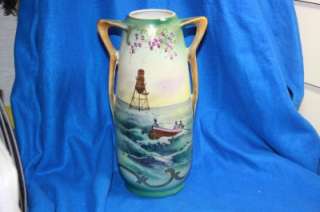 Vintage Royal Nippon 12 Ocean Scene Hand Painted Vase  