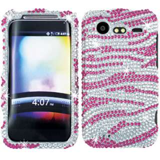   BLING FACEPLATE CASE COVER HTC DROID INCREDIBLE 2 6350 ZEBRA PINK
