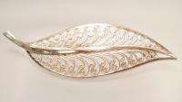 835 Silver Filigree Leaf Pin & Non Pierced Earring Set  