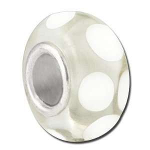  13mm White Polka Dot Large Hole Glass Beads Jewelry