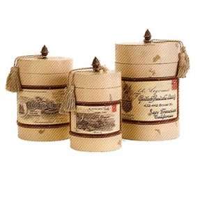   1920 Decorative White Wash Cylindrical 3 storage Boxes