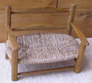 Vintage Barbie Fashion Doll Sized Rattan Wooden Bench  