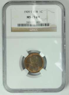 1909 S VDB US MINT 1 ONE CENT WHEAT PENNY COIN NGC MS 65 BN CERTIFIED 