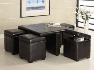 Espresso 5 piece Cocktail Table and Ottoman Set  