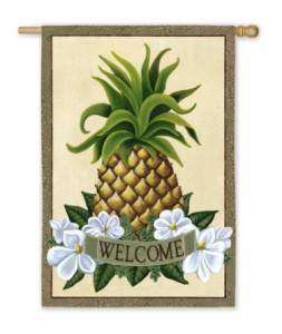 Pineapple Welcome Lg Decorative Silk Reflections Flag  