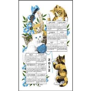    Curious Kittens Linen Kitchen Towel Calendar 2012