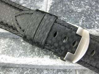 Carbon Fiber Leather Strap Deployment Band fit PANERAI  