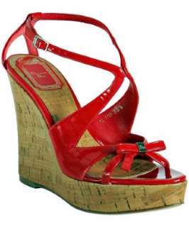 Christian Dior red patent Scarlet cork wedges   