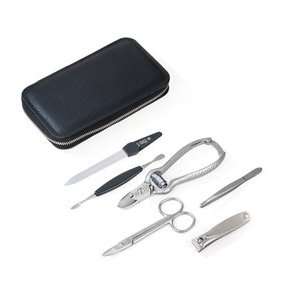 TopInox Stainless Steel Manicure&Pedicure Set in a Black Leather Case 