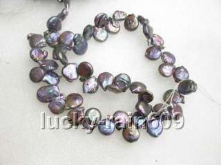 11mm black coin freshwater pearls loose strands beads  