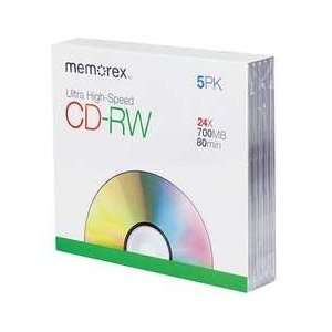  Cd rw Disc,700 Mb,80 Min,24x,pk 5   MEMOREX Electronics