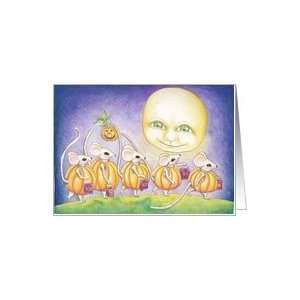  Trick or treating mice with a full moon Card Health 