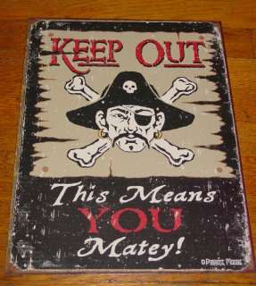 Pirate Keep Out Ship Beach Treasure Chest Tin Sign NEW  