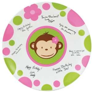   Pink Mod Monkey Birthday Signature Plate Party Supplies Toys & Games